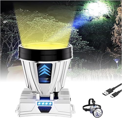 Miniatura 8 de Linterna frontal recargable súper brillante de alta potencia, lámpara LED recargable 2023, impermeable, para exteriores, camping, correr, linterna