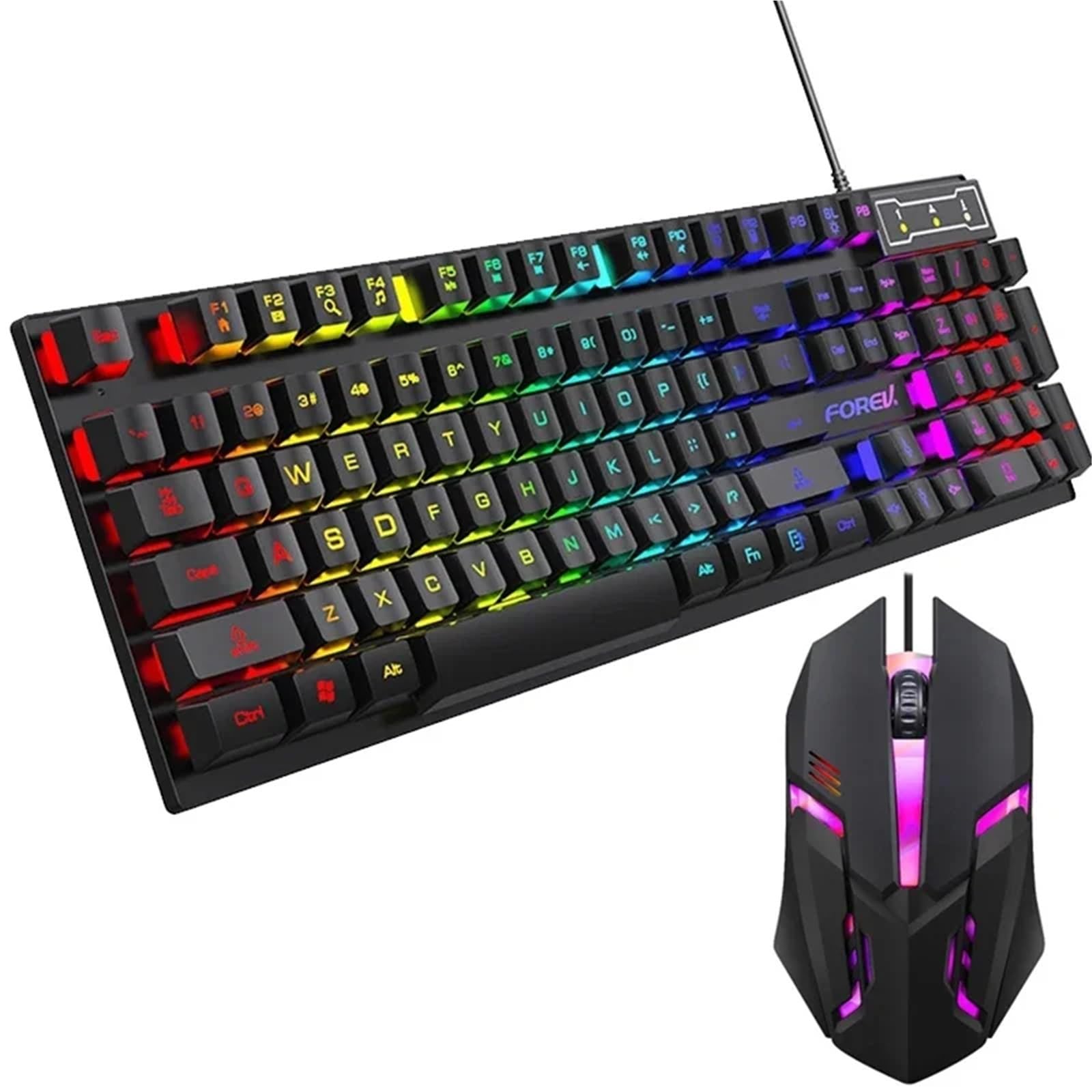Tastiera meccanica retroilluminata a 104 tasti, tastiera da gioco con cavo, impermeabile, luminosa, per gamer, laptop, ufficio (M1)
