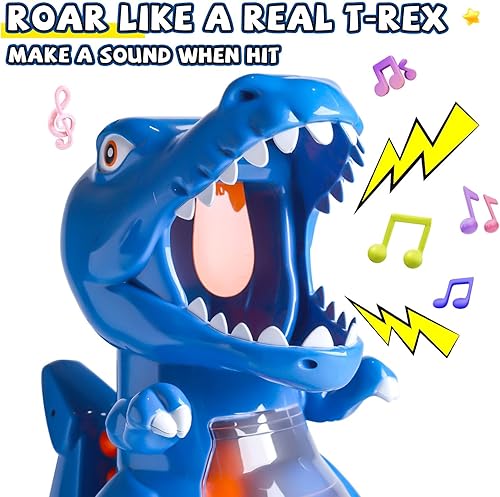 Miniatura 66 de EagleStone - Juguete de dinosaurio para disparar, electrónico, pistola de bomba de aire, puntuación en pantalla LCD, sonido, 24 pelotas de espuma