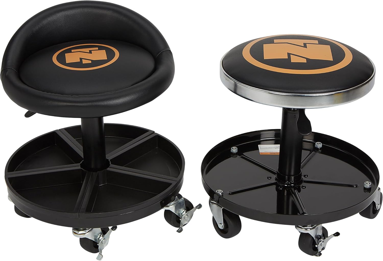 Northern Tool + Equipment 15 1/2in. XL Series Roller Seat with Tool Tray - Steel, 400-Lb. Capacity, 19 11/16 to 24 13/32in. Seat Height