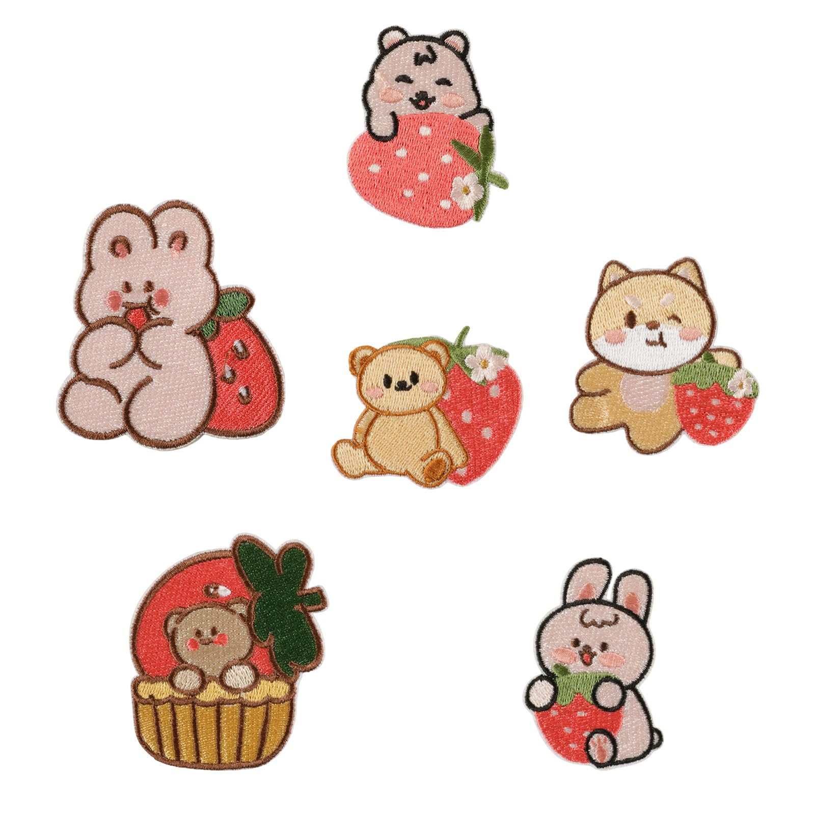Tsophreniq Pcs Lovely Rabbits Repair Patches Iron on Embroidered Patches Cartoon Bear Sew on Decorative Appliques for Clothes Hat