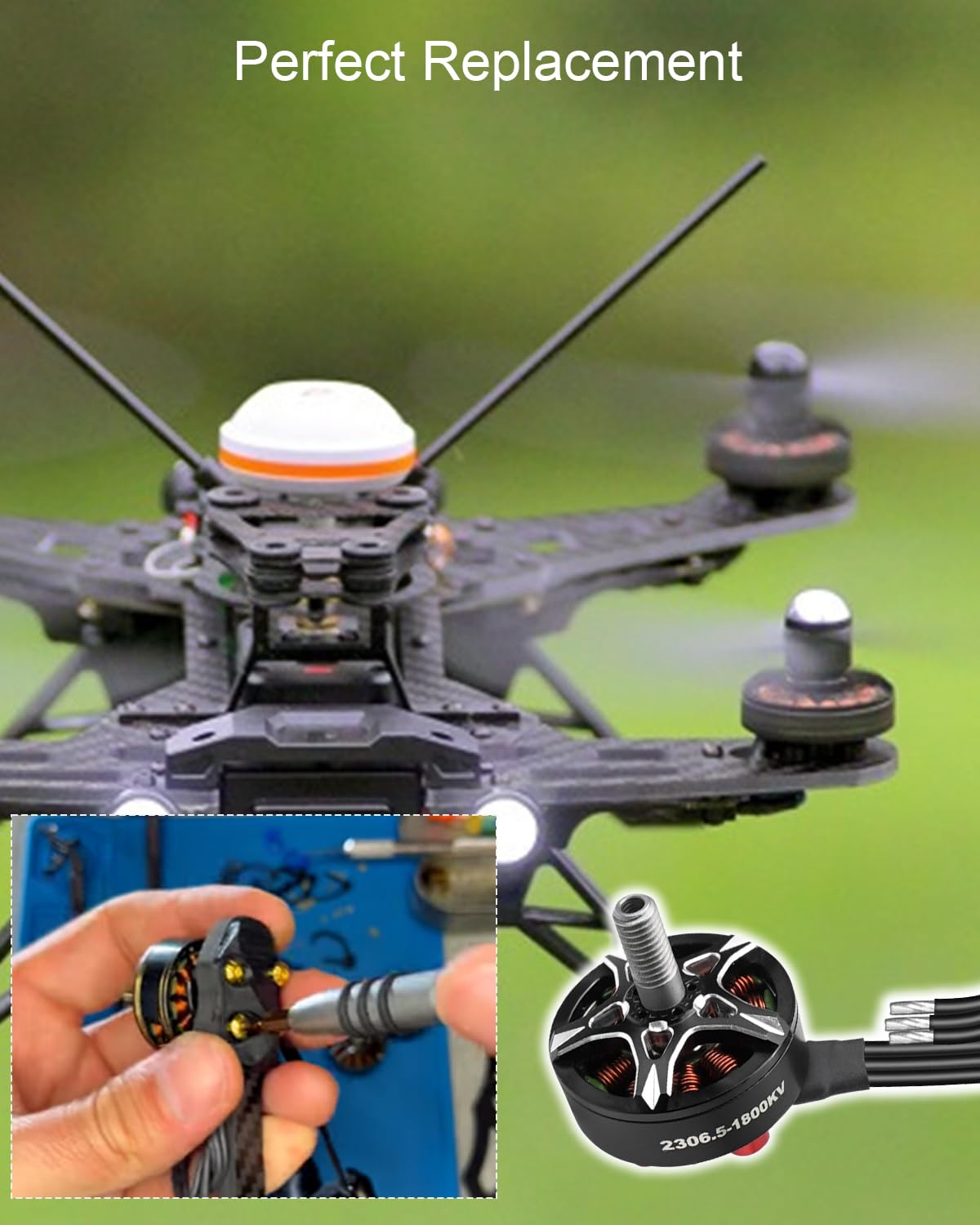 FPV Drone Motor 2306.5 1800KV 6S Brushless Motor Fit for FPV Racing Drone QAV Quadcopter, 4 Pz