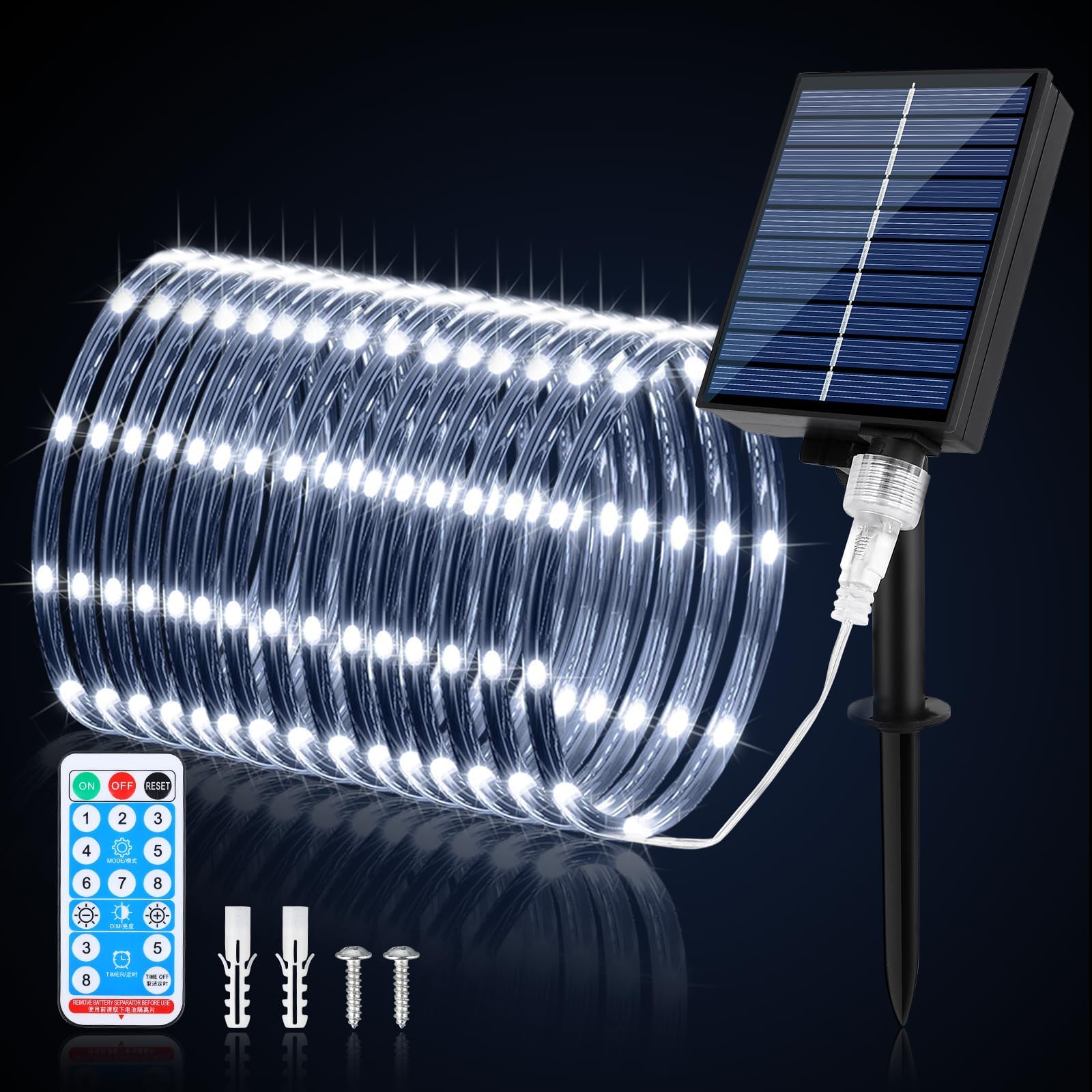 SINGCHUNGTE 33Ft Solar Rope Lights for Outside, 100 LED