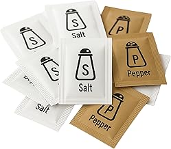 200 Salt & Pepper Sachets | 100 Salt Sachets & 100 Pepper Sachets | Individually Wrapped Portions | Disposable Condiment Sachets for Catering, Takeaway, Travel, Lunchboxes & Portion Control | Espresso