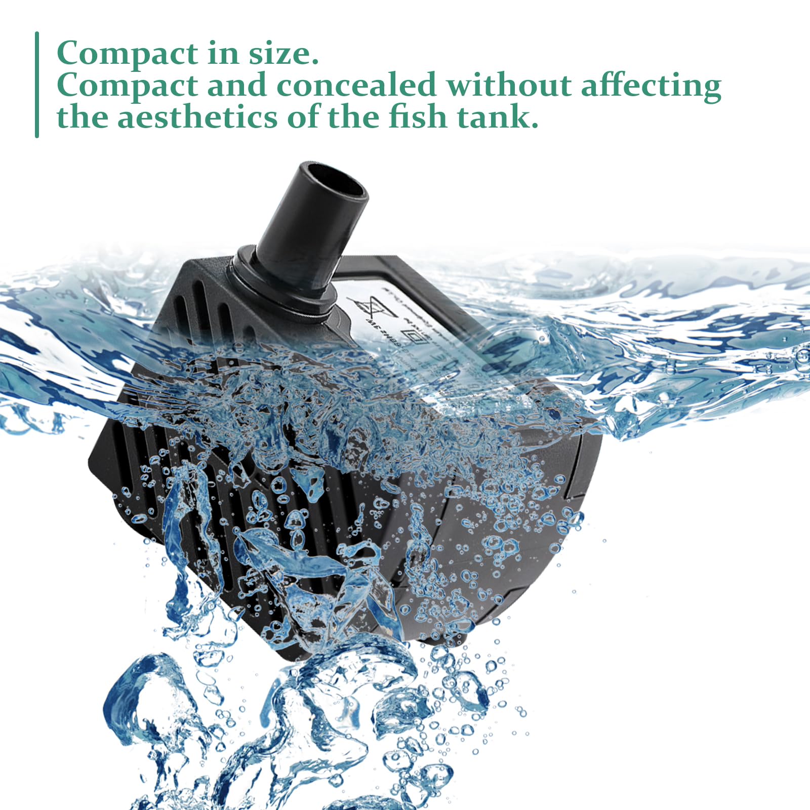 Pompe à Eau Submersible 10W Pour Aquarium, Fontaine, étang - Débit 600L/H, Hauteur 1.2m, Silencieuse, 220-240V - Accessoire Filtration Et Circulation D'eau