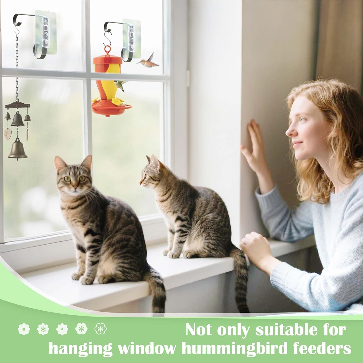 Bird Feeder Hanger Window Mount: Metal Hanging Bird Feeder 6Inch - Geometric Window Hummingbird Feeder - for Outside Decorative - 4pcs - Image 7