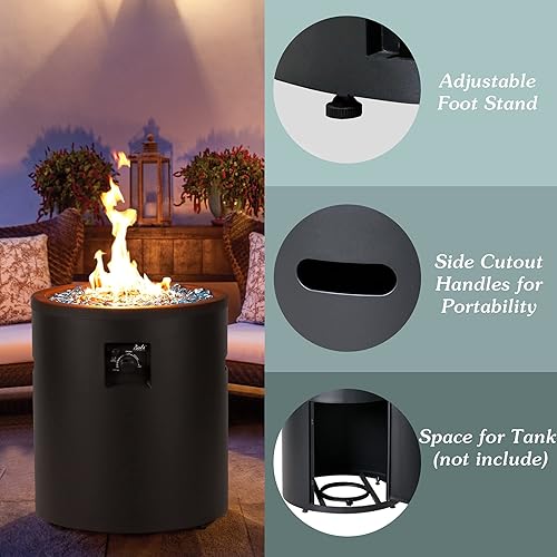 Miniatura 6 de BALI OUTDOORS Mesa redonda de propano para fogata de gas de 23 pulgadas, hoguera de gas redonda de 50,000 BTU con vidrio de fuego