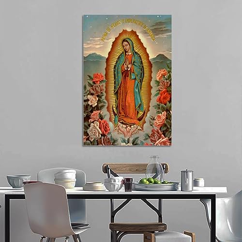 Miniatura 3 de SUPERYUFENG Póster artístico de la Virgen de Guadalupe de la Virgen María y arte de pared, póster moderno para decoración de dormitorio familiar, 16