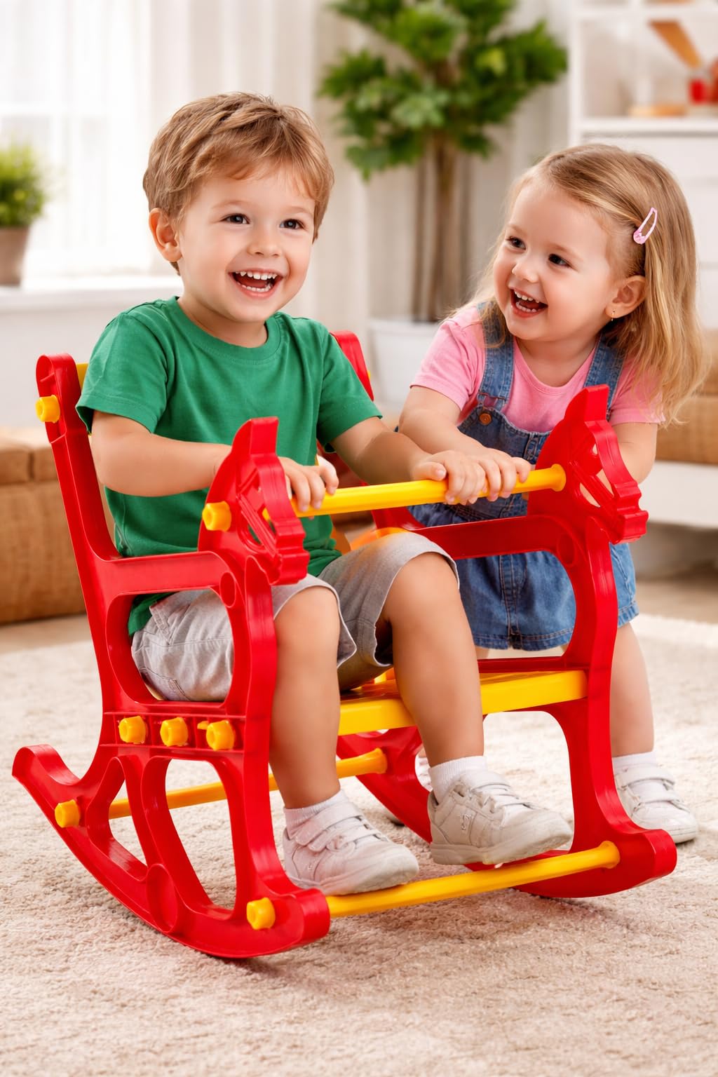 Manos Kids Rocking Chair Toy, Red and Orange, Plastic Indoor Play Furniture Pack of 1(Foldable Chair) 4