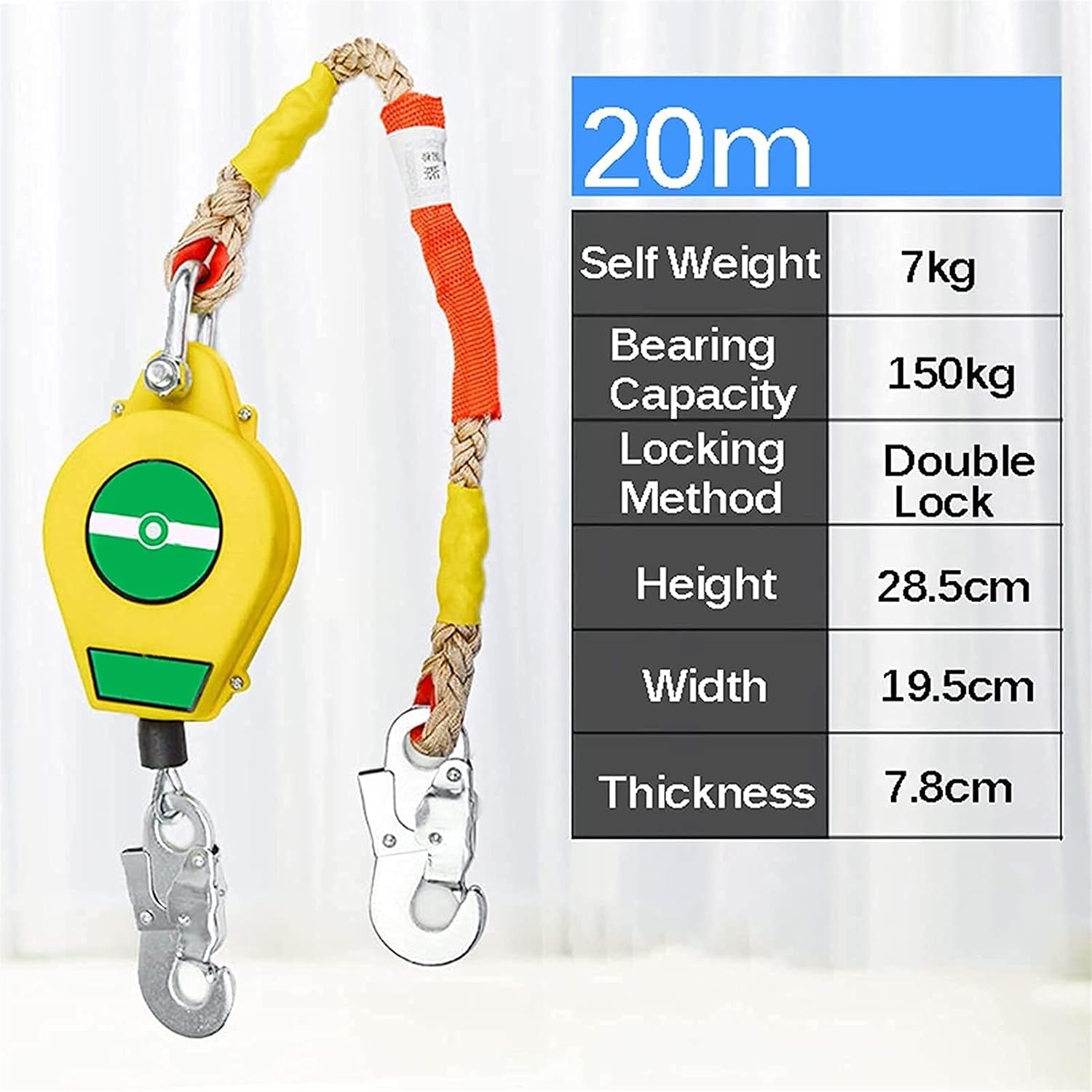 Fall Protection Self Retracting Lifeline Shock Absorbing Lanyard Cable,Fall Arrest Block Inertia Reel Height Safety Device,Roofing Construction Fall Arrest Gear,Bearing: 150kg Hello Lifeline(