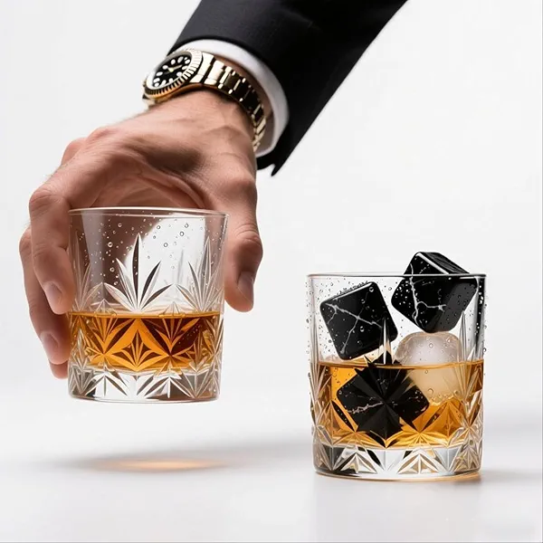 Thsinde 10Oz Crystal Bourbon-Glasses Old-Fashioned-Glasses, for Men Women Drinking Bourbon Scotch Cocktail Rum Cognac Vodka Liquor(2 Set or Ice Wine Stone)