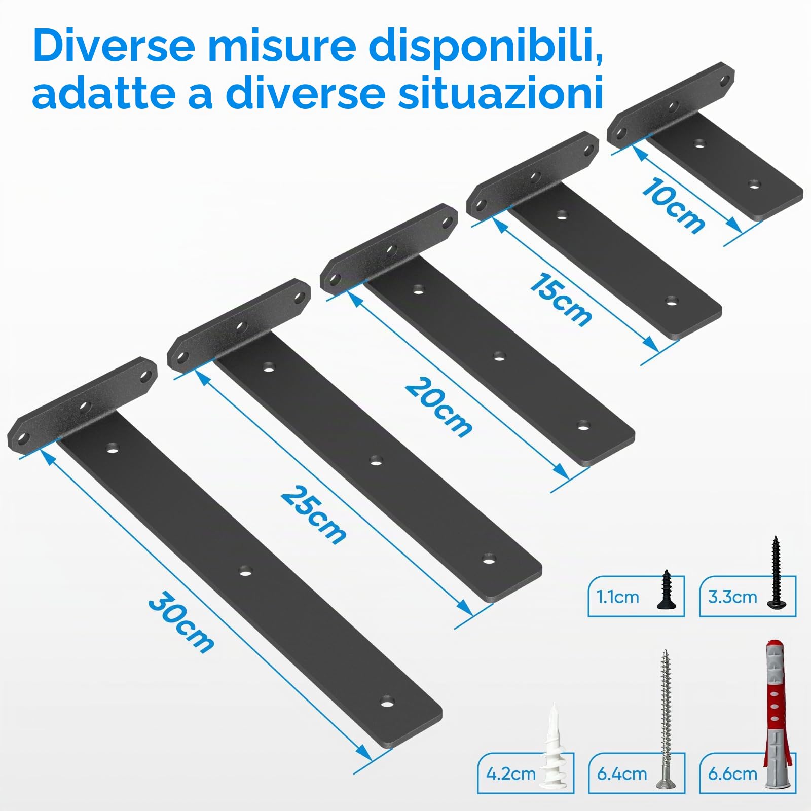 Staffe per Mensole Pesanti 80kg Reggimensola a Scomparsa, Supporto Metallo Nero 3,8cm per Mensola 25-30cm, Staffe Angolari Invisibili, Reggimensola Carichi Pesanti