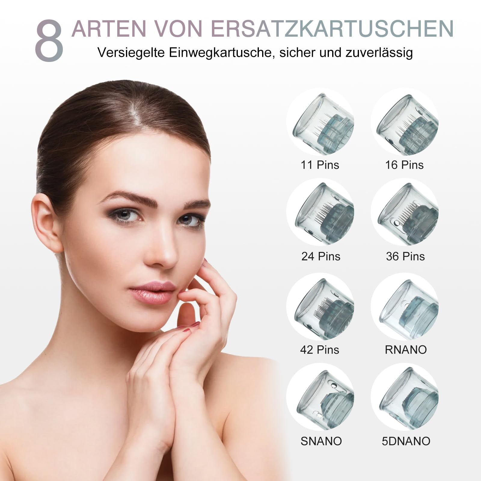 Dr. pen Ultima M8 Microneedling Pen mit 8 Typen Cartridges - Drahtlose Dr pen Microneedling Das beste Weihnachtsgeschenk für Frauen/Männer(M8-Grau)