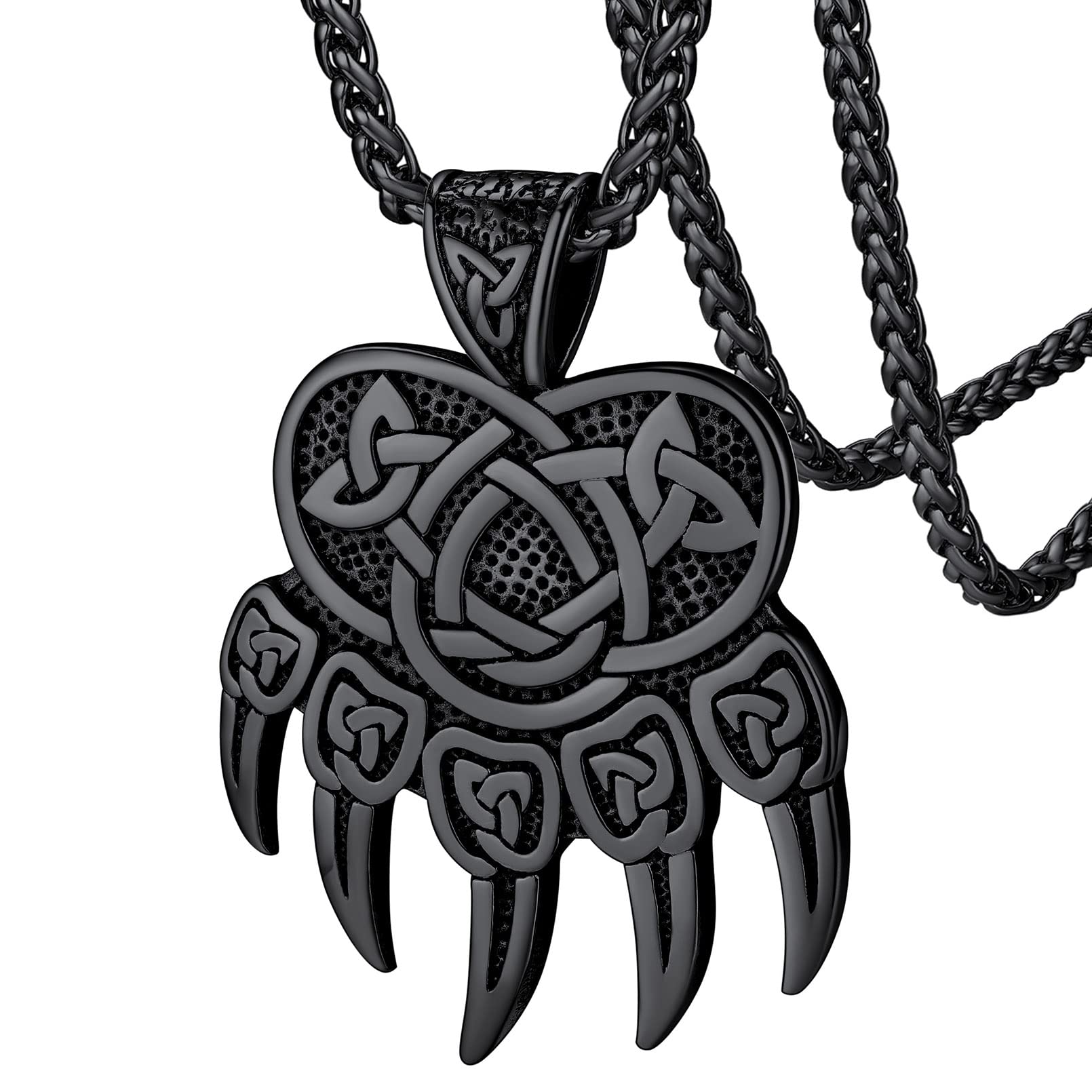 FaithHeart Bear Paw Pendant Necklace Stainless Steel Nordic Scandinavian Necklace Authentic Viking Jewelry Personalized Custom
