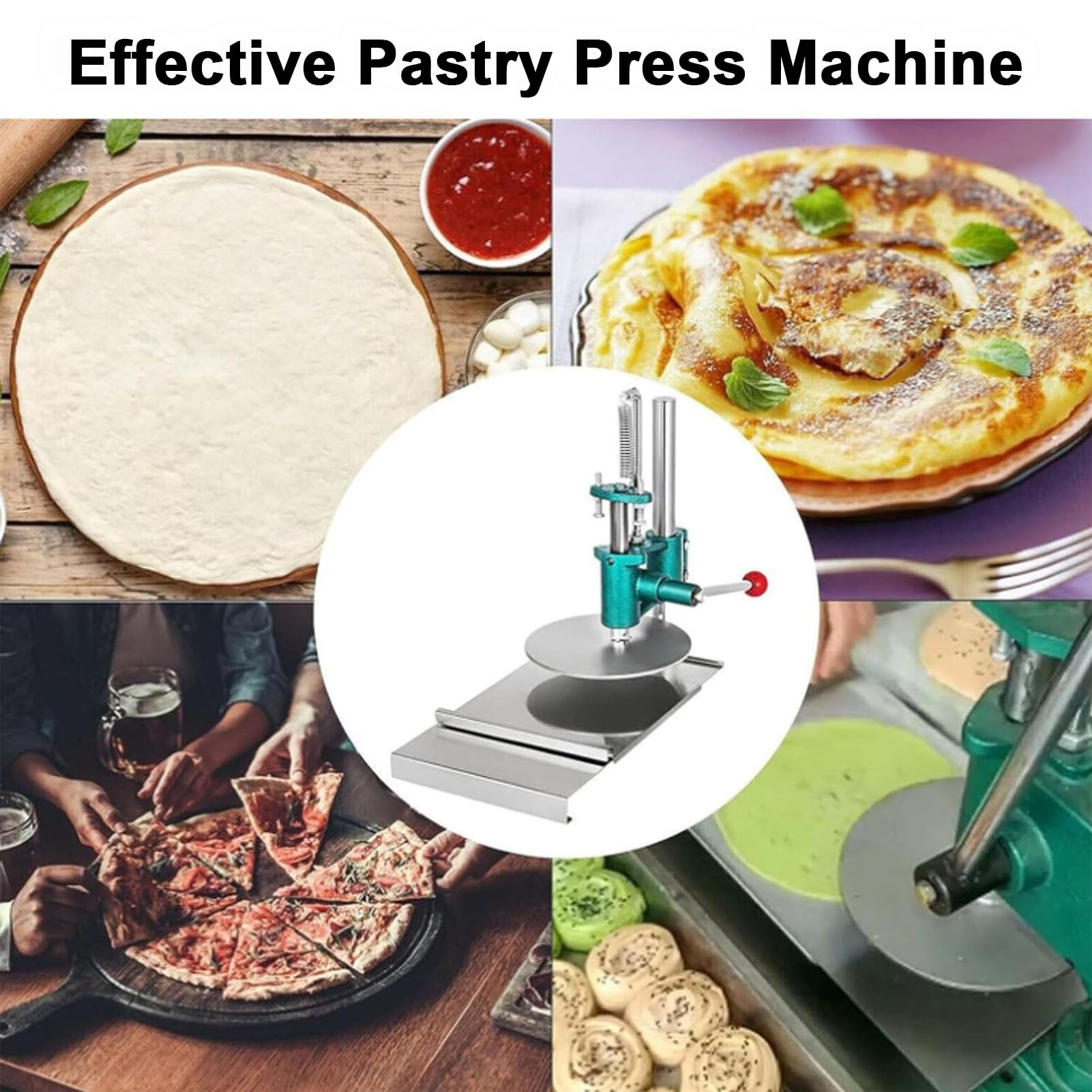 Ręczna prasa do ciasta na pizzę, dociskarka do pizzy ze stali nierdzewnej z regulacją kąta, komercyjny arkusz Chapati do ciasta na pizzę, płyta dociskowa do pizzy tortilla 13cm