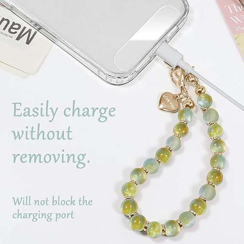 Miniatura 9 de X-Lounge Correa de muñeca con cuentas para teléfono, correa de mano con cuentas desmontable, accesorio de moda para mujer, correa de pulsera para