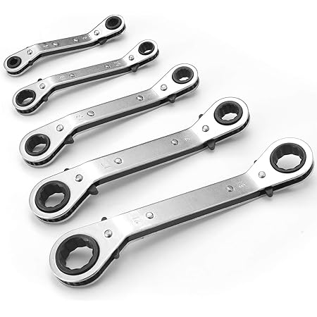 Amazon 板ラチェットレンチ 5組で曲がった 片口スパナ コンビネーションレンチ