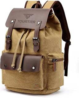 TOURTIER Canvas Travel Daypack Drawstring Backpack Flip Bag Retro Laptop Bag for Men Women Price In India