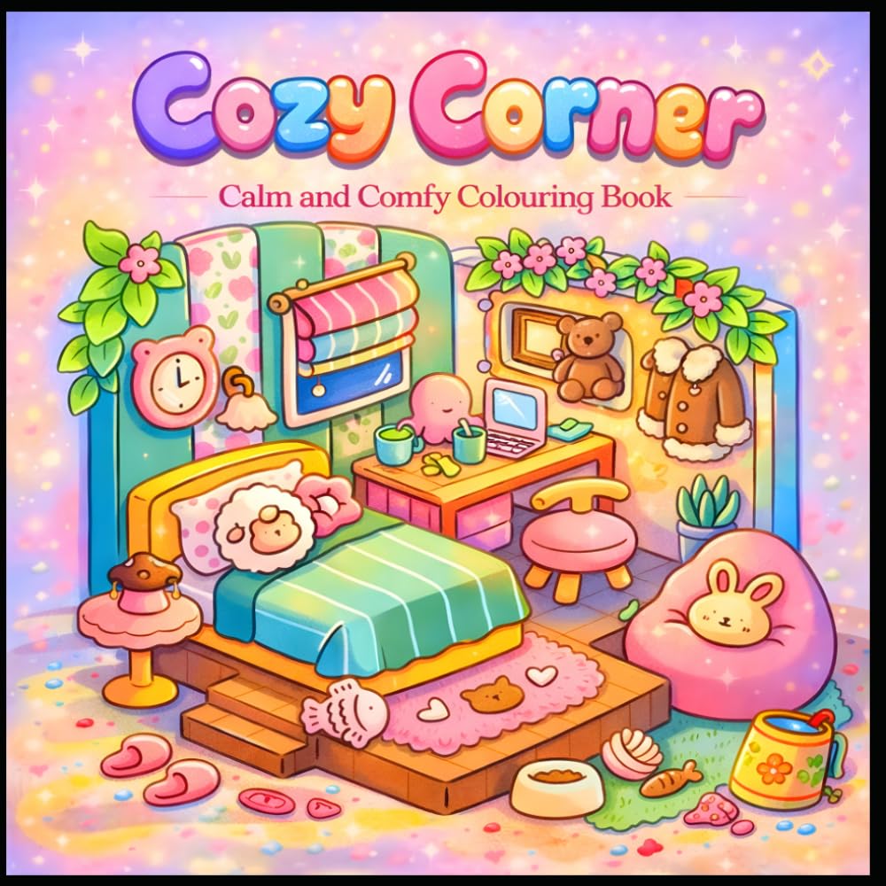Cozy corner: calm and comfy colouring book: Cute & Relaxing Designs for Stress Relief and Creativity For teens and adults