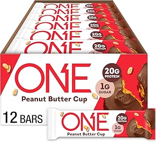 ONE Bars: Peanut Butter Cup, 20g Protein, 1g Sugar (Gluten Free, 12 Count)