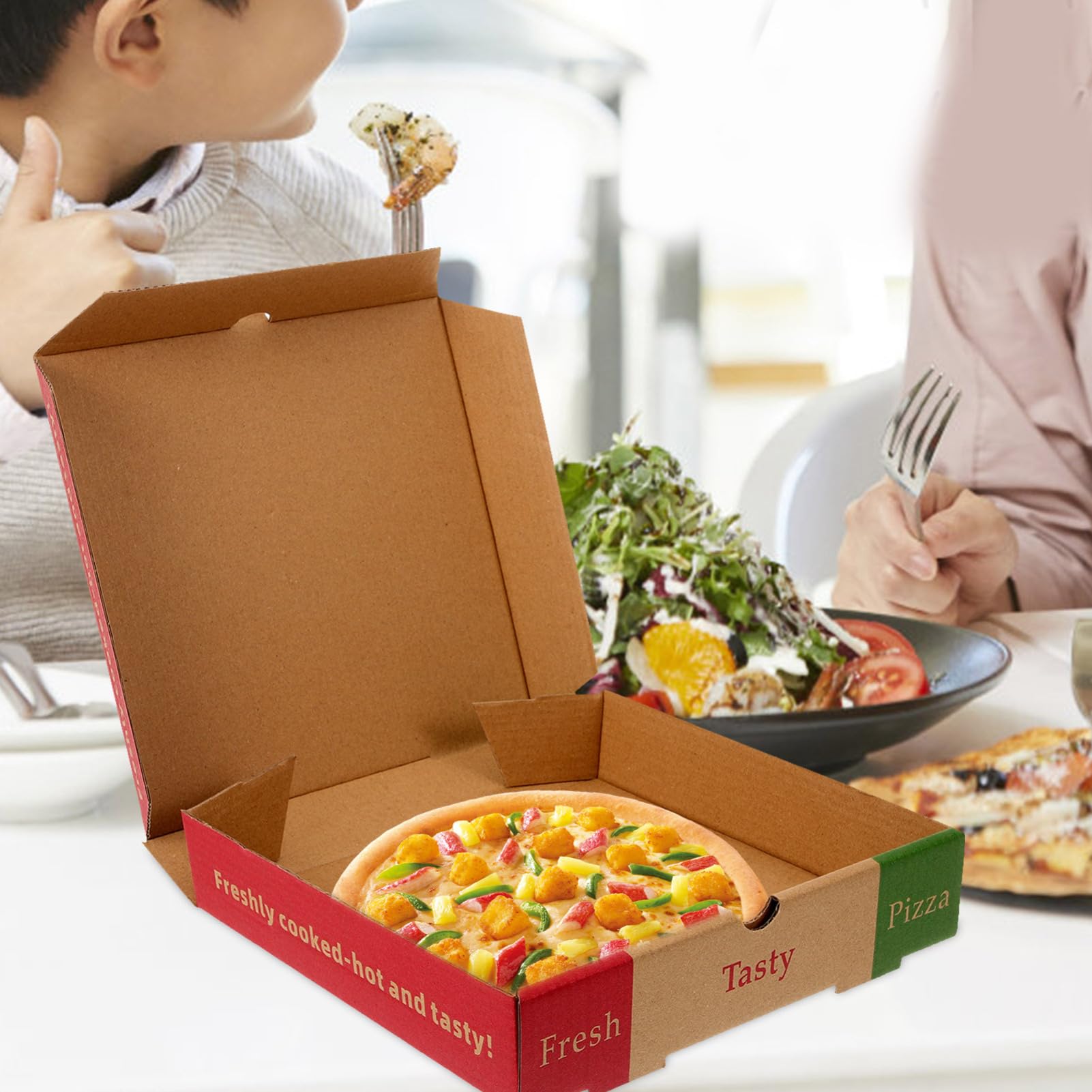 Alipis Boite Pizza Carton en Papier Pliable, Lot de 10pcs, Boîte à Pizza Pratique Transport Conservation Fraîcheur