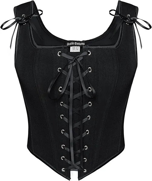Scarlet Darkness Renaissance Corset Tops for Women Vintage Lace Up Overbust Bustier Bodice