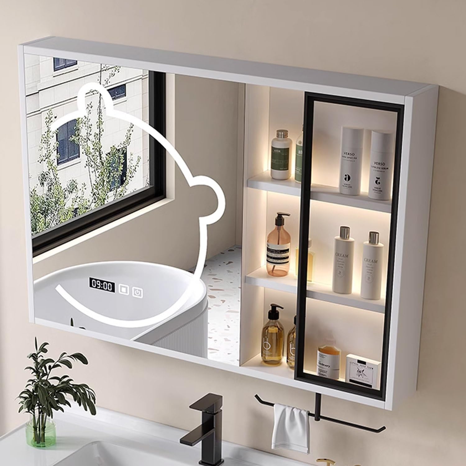 Amazon.co.jp: UkewEi Modern Bathroom Vanity Mirror Cabinet Wall Cabinet ...