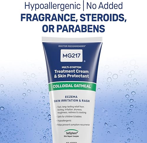 Miniatura 4 de MG217 Crema corporal para eczema con avena coloidal al 2%, alivio calmante para piel seca, picazón e irritada, crueldad, esteroides y sin fragancia,
