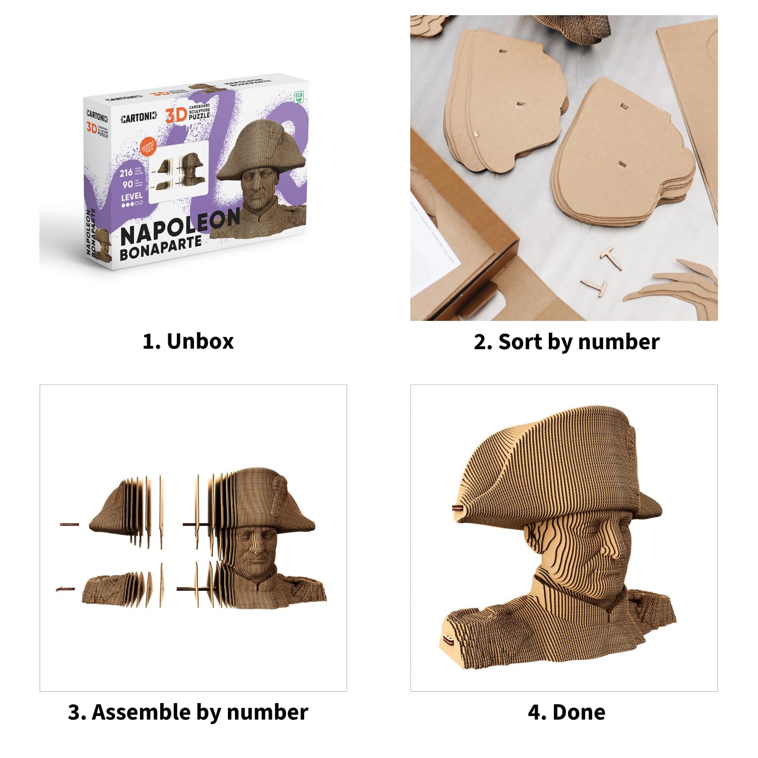 CARTONIC Napoleon Bonaparte 3D-Puzzle aus Karton – Skulptur-Bausatz
