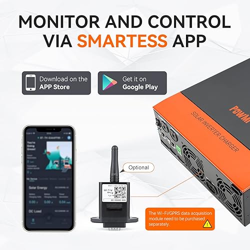 Miniatura 7 de Inversor solar 3000 W 24 V, 3000 vatios de onda sinusoidal pura inversor de corriente Max.PV 4KW, 450V con controlador MPPT 80A + cargador de CA de