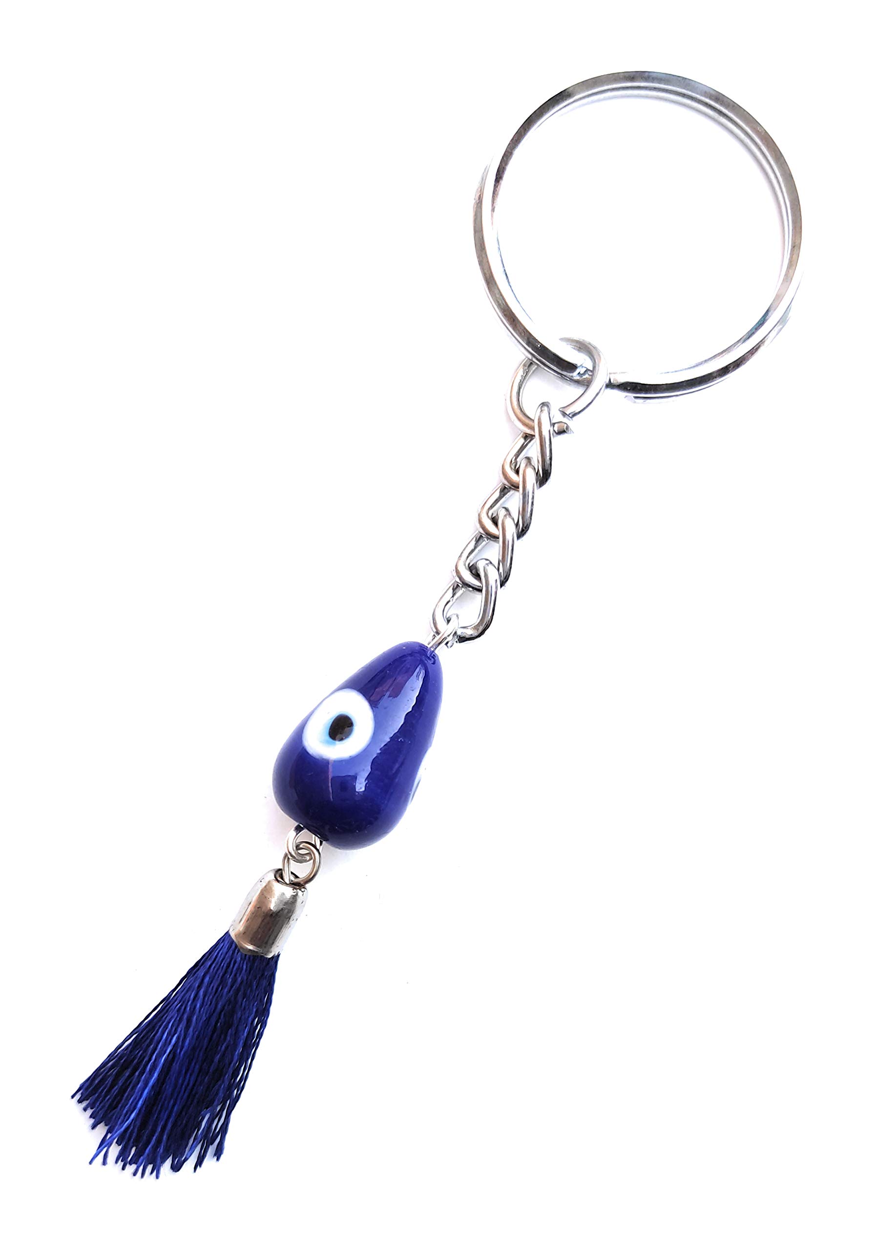 Evil Eye Keychain protect negative energy teardrop shape in glass beads with tassel for Women & Men Car Good Luck beads Protection DIY