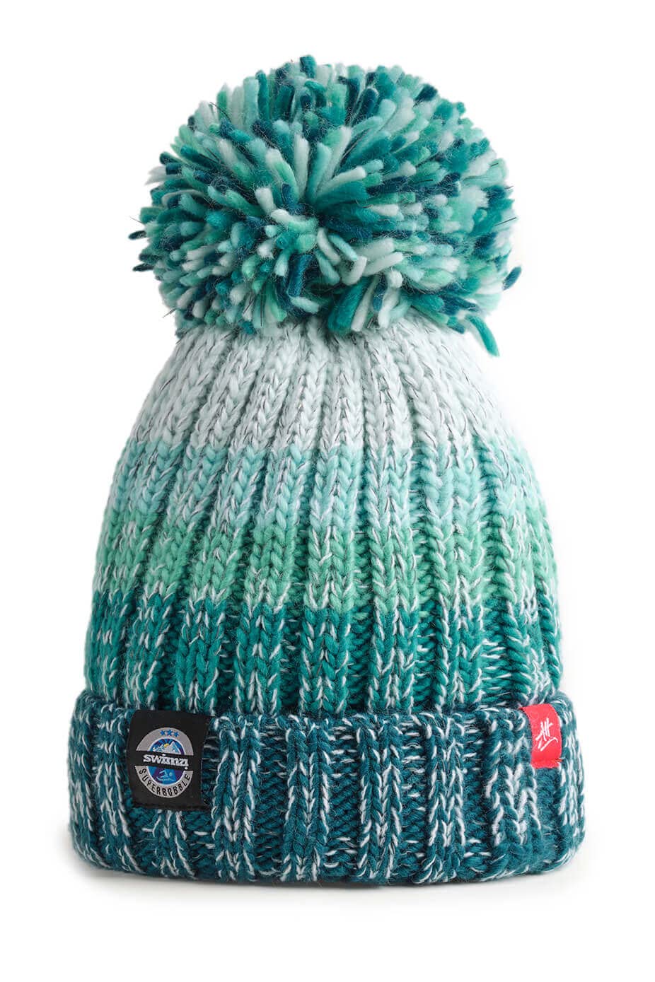 Superbobble Unisex Blue Andrea Hall Alpine Lakes Beanie Bobble Hat