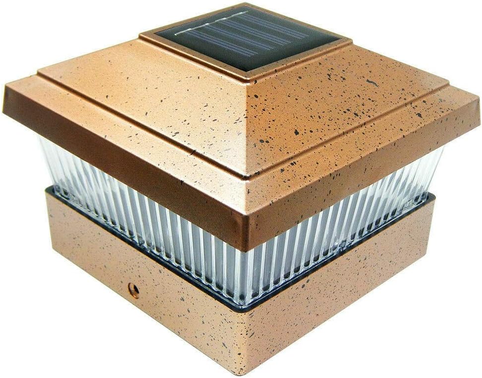 Solar Powered Outdoor Garden LED Post Deck Cap Square Fence Lights (for 5x5 PVC Vinyl Wood Posts Only) (White - Set of 4)