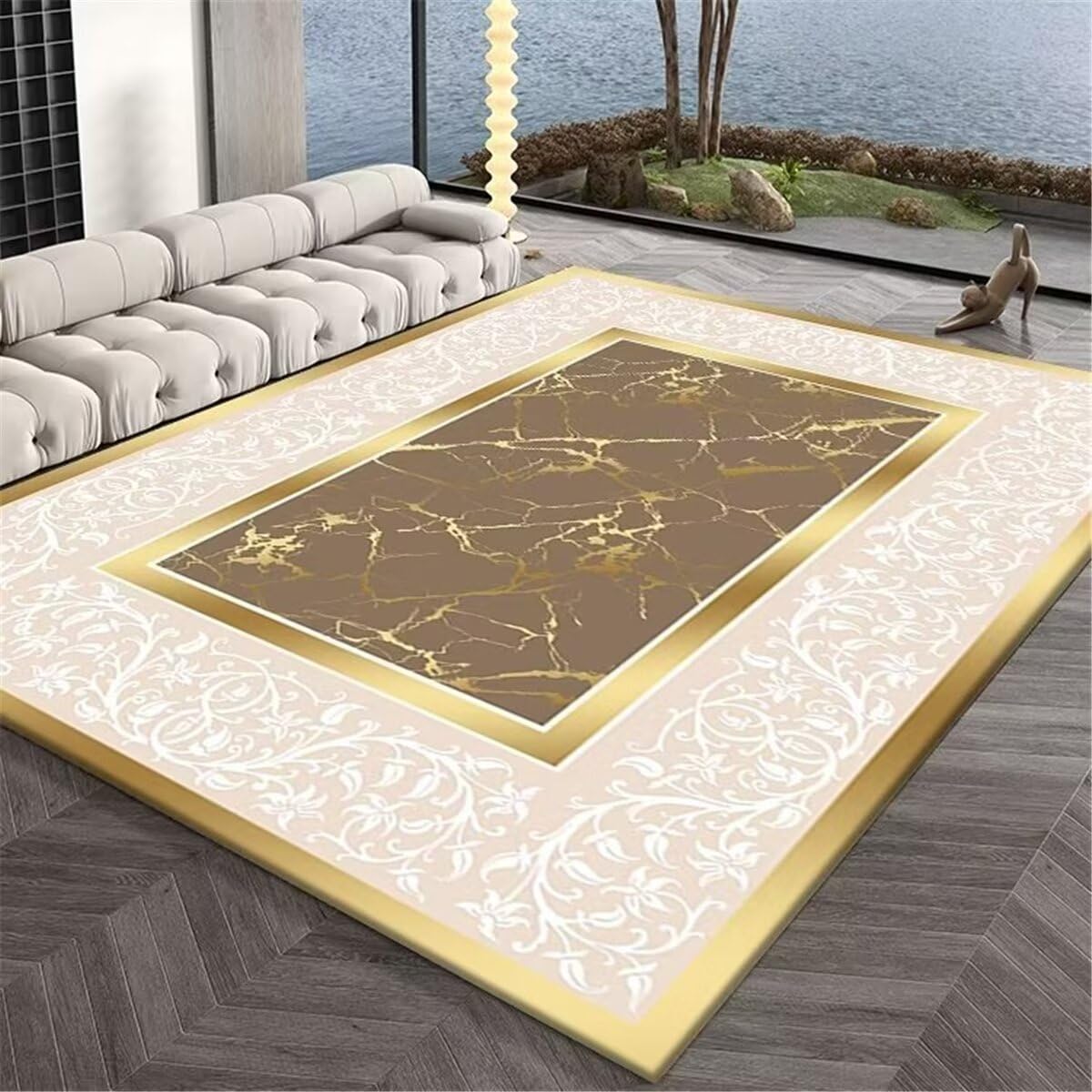 Tapis de salon lavable football rose 100x200cm moelleux et doux