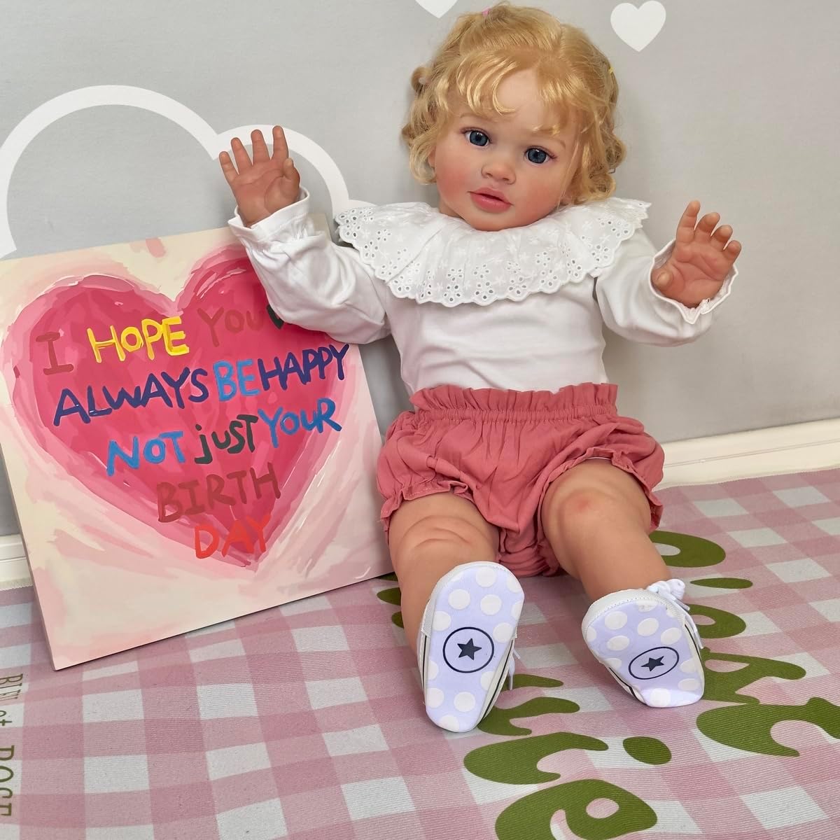 Toddler Reborn Baby Dolls Blonde Curly Hair 26 inch Pippa Girl Reborn Doll Realistic Baby Soft Silicona Weighted Body Cute Newborn Toddler Toys Age 8~10 Year Old Girls