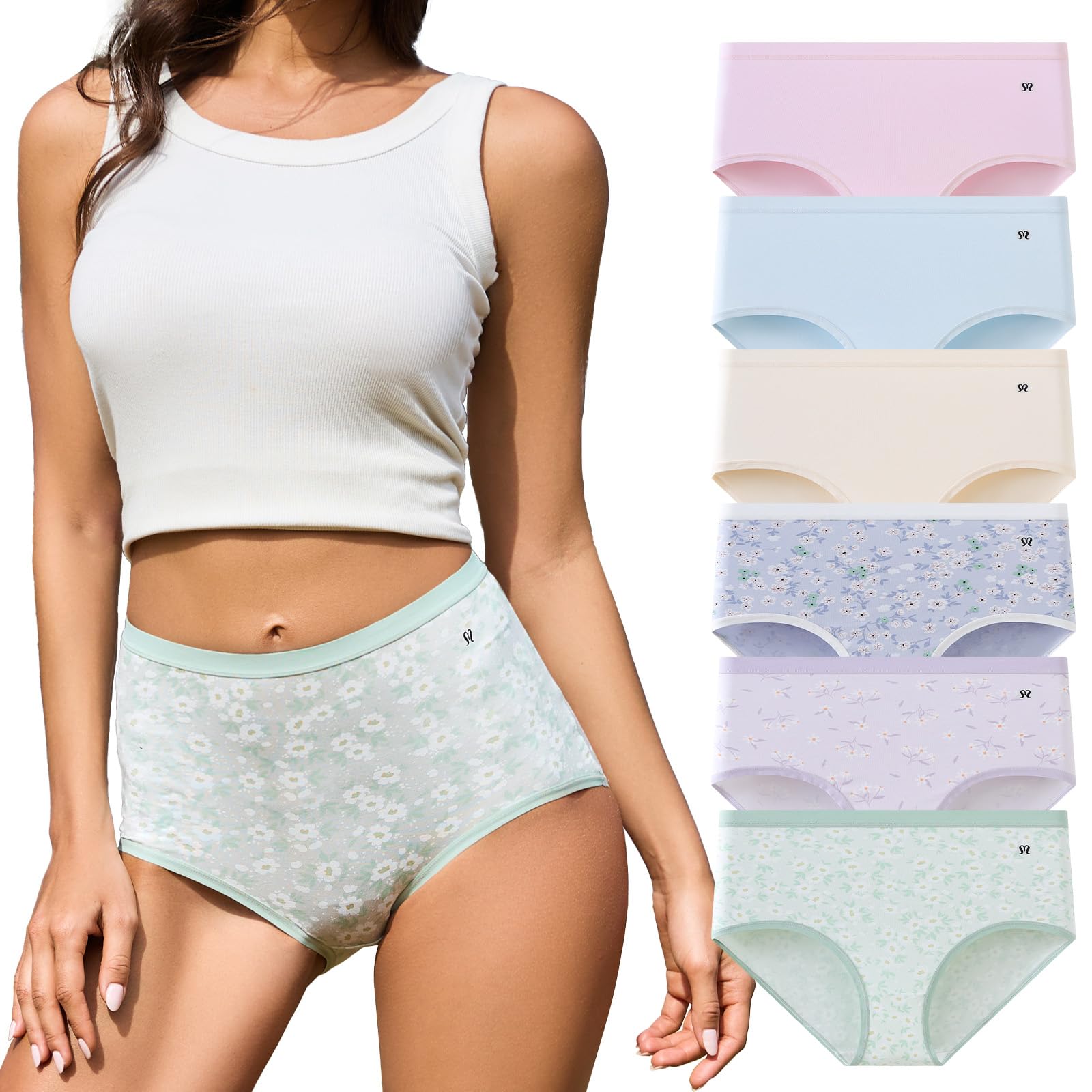 Womens High Waisted Tummy Control Underwear Full Coverage Comfort Briefs Moisture-Wicking Seamless Panties MultiPack