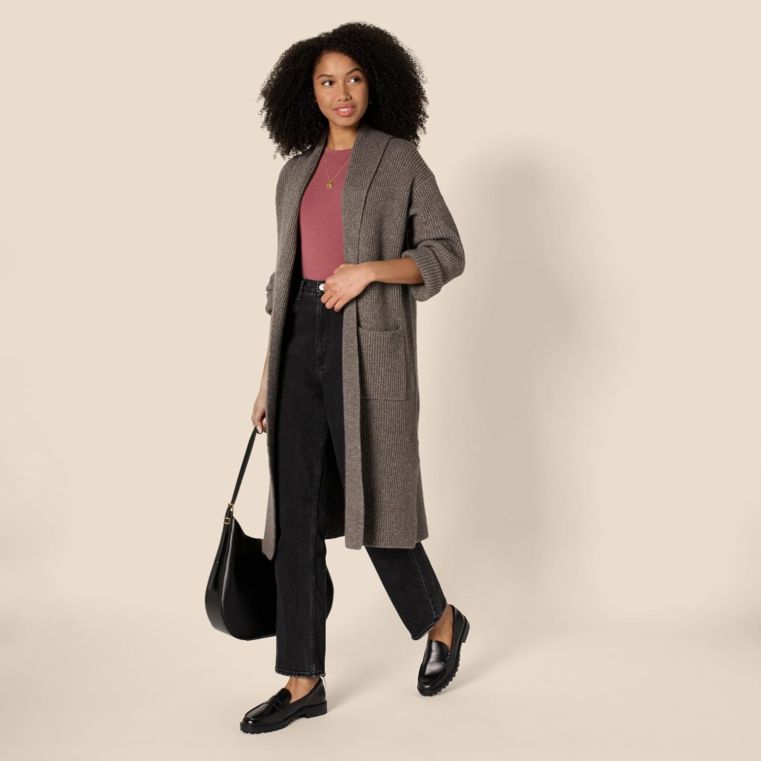 Amazon Essentials Women's Oversized-Fit Cotton Blend Heavyweight Texture Stitch Long Cardigan Sweater - Image 5