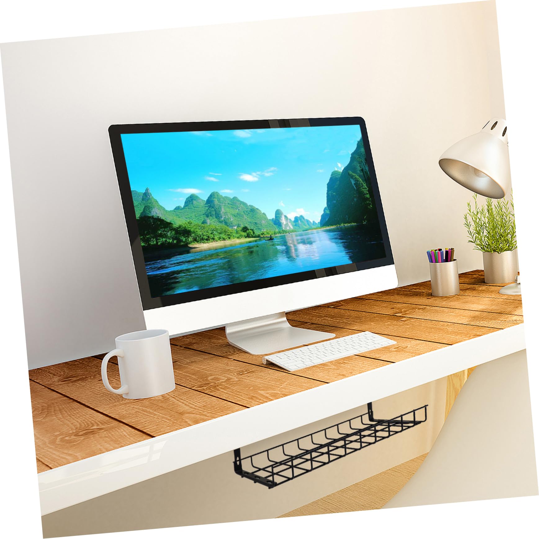 LABRIMP 1 pièce Organisateur de Câbles sous Bureau Support de Rangement Fer pour Câbles et Multiprises Accessoire Durable et Pratique pour Espace de Travail Rangé