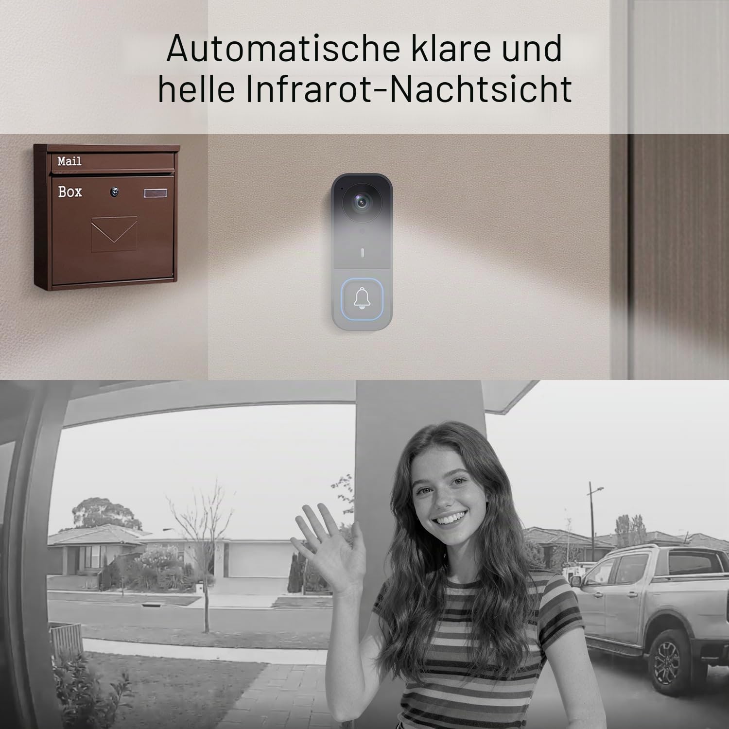 Video Türklingel Kamera mit Monitor 4,5", Kabellose Funk Türsprechanlage mit Bildschirm ohne WLAN/App/ABO, 2-Wege Audio, Nachtsicht, 120° Weitwinkel, Wetterfest Türklingel für Haus, Wohnung & Senioren