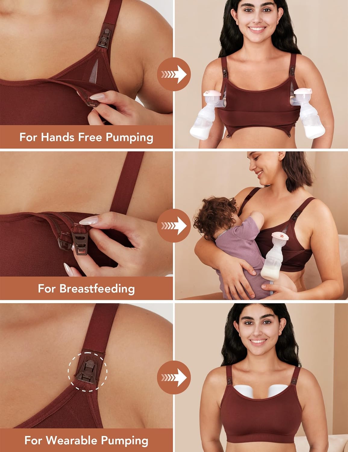 Pumping Bra Hands Free Seamless Comfort PatentedClasps Nursing and Pumping Bra in One Breast Pump Bra All Day Wear - Image 3