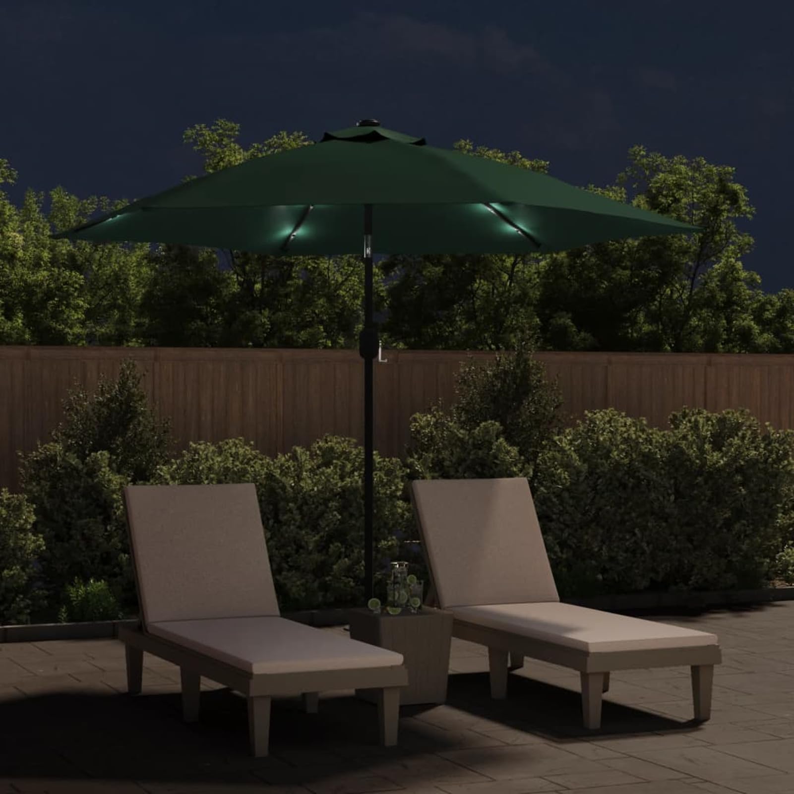 Homgoday Sombrilla voladiza de jardín con LED Verde Sombrilla Terraza Exterior, Sombrilla Jardín Grande Orientable Jardín Parasol Balcón