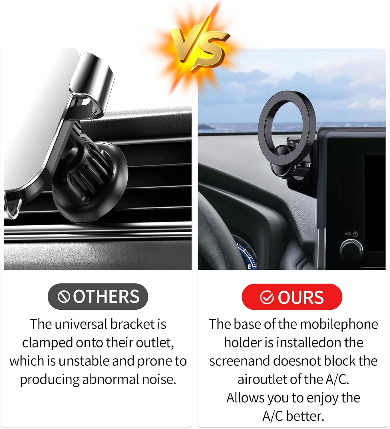 Car Phone Holder for 2025-2026 Q5/SQ5/A5/S5/SQ6 e-tron/Q6L e-tron & 2026 Audi A6 Accessories 14.5-Inch Screen Fixed Clip, 360° Rotation Phone Mount Compatible with MagSafe