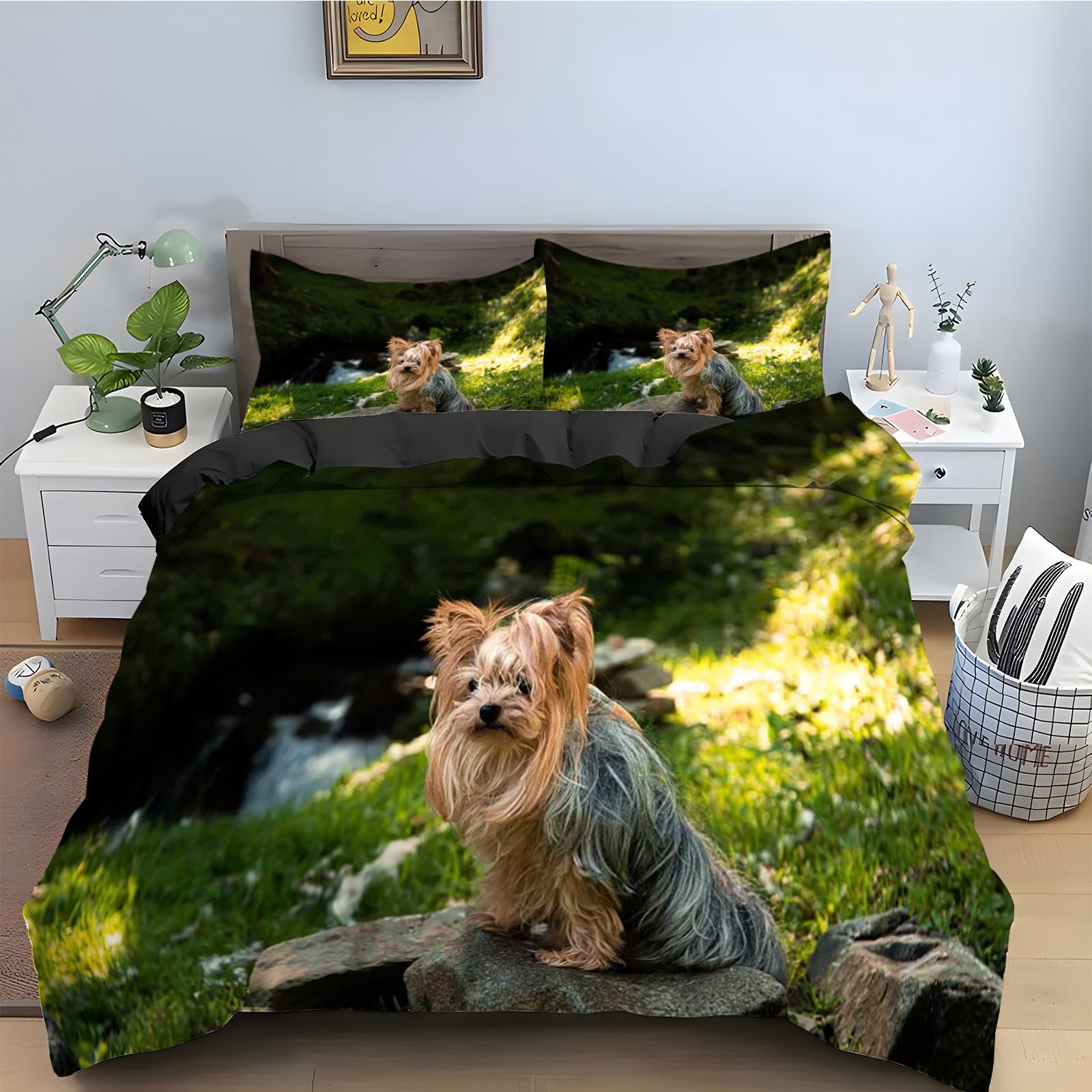 Housse Couette en Microfibre Fine Yorkshire 160x200 Anti-Plis avec Taies d'Oreiller