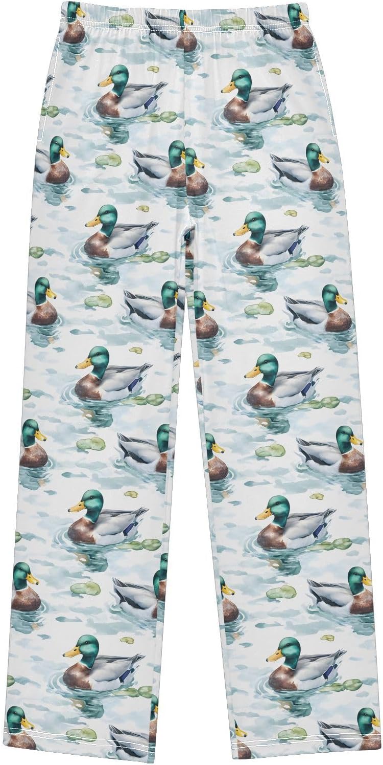 Pajama Pants Long Sleep Pants Elastic Waist Pajama Bottoms Mallard Ducks Lounge Pants with 2 Pockets