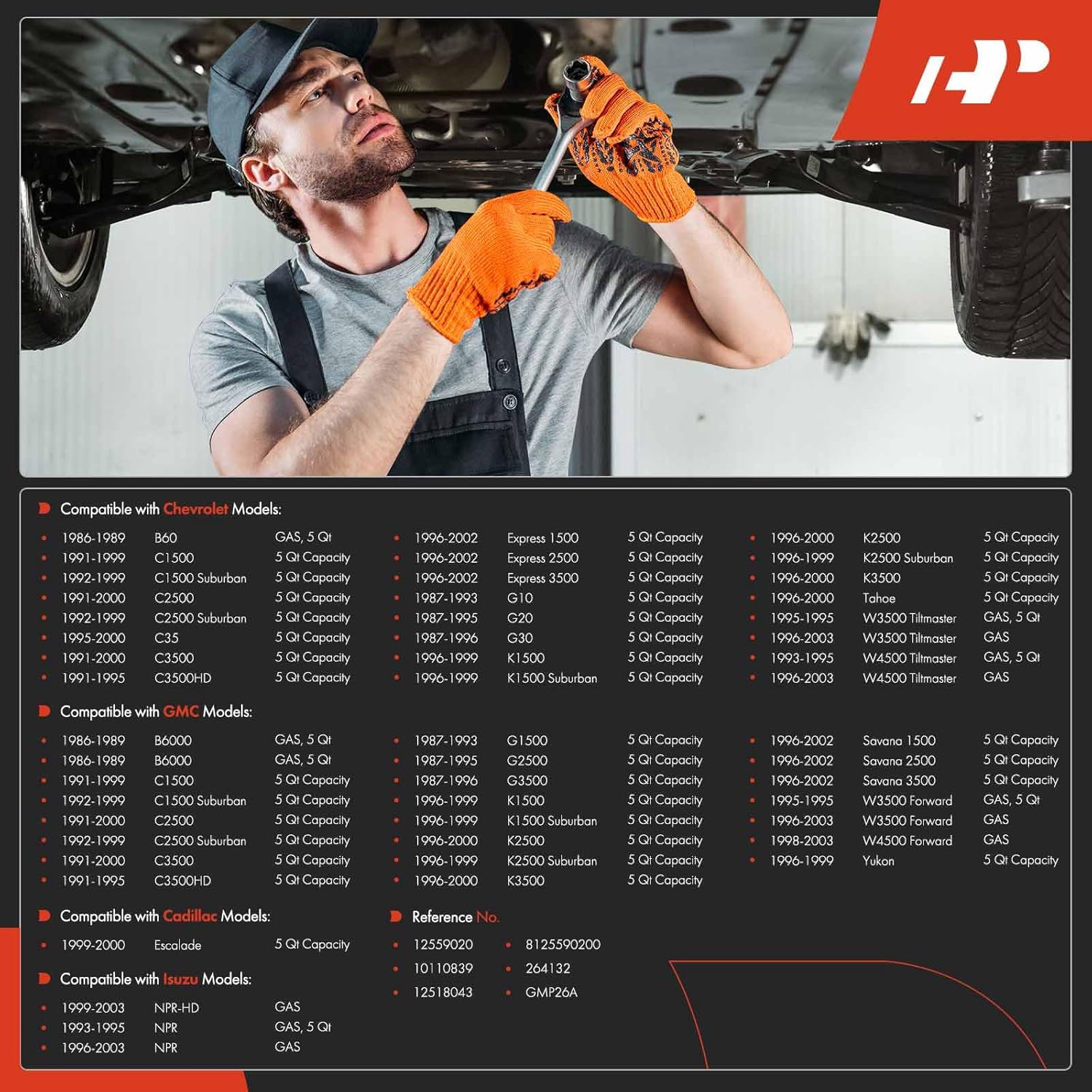 A-Premium Engine Oil Pan Sump with Drain Plug Compatible with Chevy & GMC Vehicles - C1500/2500/3500/3500HD/Suburban, K1500/2500/3500/Suburban, Express, Savana, Tahoe, Yukon