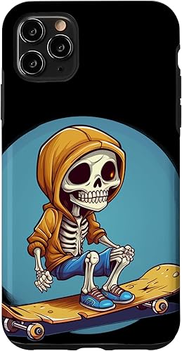 Miniatura 13 de iPhone 16 Cool Skeleton with Sweater on Skateboard for chilly Skater Case