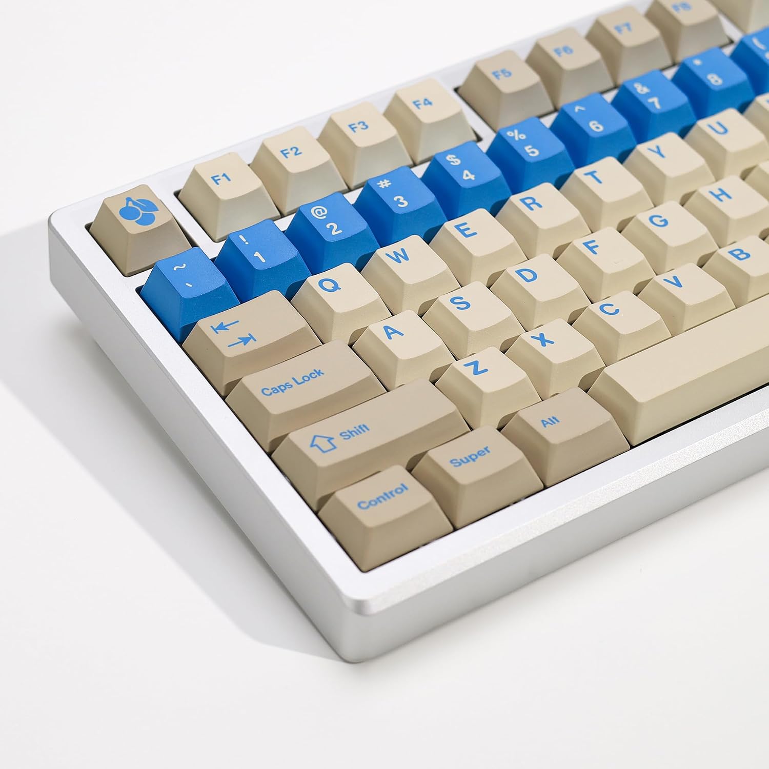 KBDiy Blue Alert Dye-Sublimation Keycaps Set,143 Keys Vintage Cherry Profile PBT Custom Keycaps for Mechanical Keyboards Compatible with ANSI/ISO, 60%, 65%, 75%, TKL, Full-Sized Layout