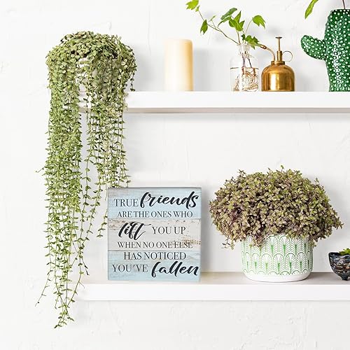 Miniatura 6 de Regalos inspiradores de amistad para mujeres, amigas, mejor amiga, decoración de escritorio, caja de madera, letrero rústico de bloque de madera