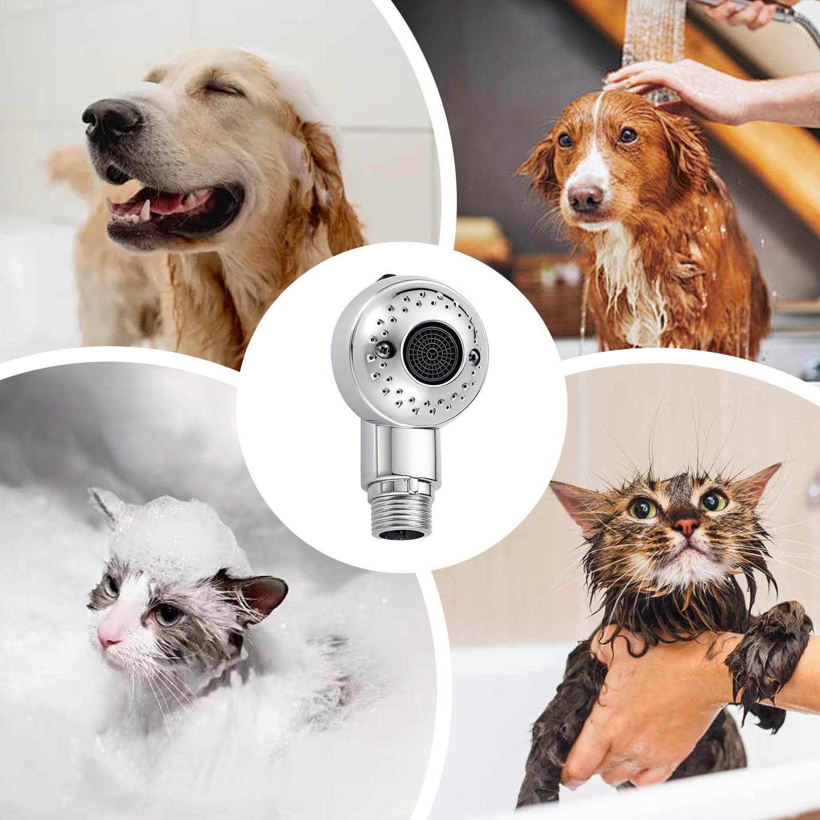 Dog Shower Head, Bath Sprayer Attachment, Gentle Water Flow Design, Pet Grooming Wash Tool, Relaxing Cleaning Accessory, Ideal for Bathroom, Tub, Hose, Puppy, Indoor Bath Use
