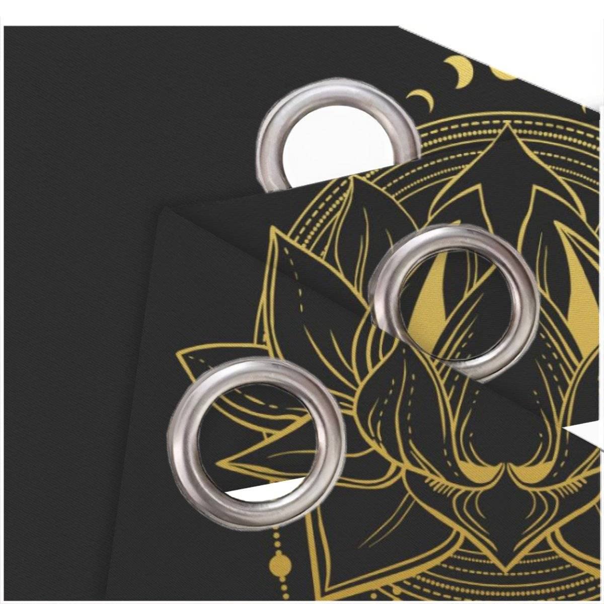 3D Goldener Lotus Vorhänge mit ösen B 150 X H 166 cm Mikrofaser Gold Gardinen Blickdicht Verdunkelungs Scheibengardinen 2 Stücke für Wohnzimmer Schlafzimmer Kinderzimmer Küche